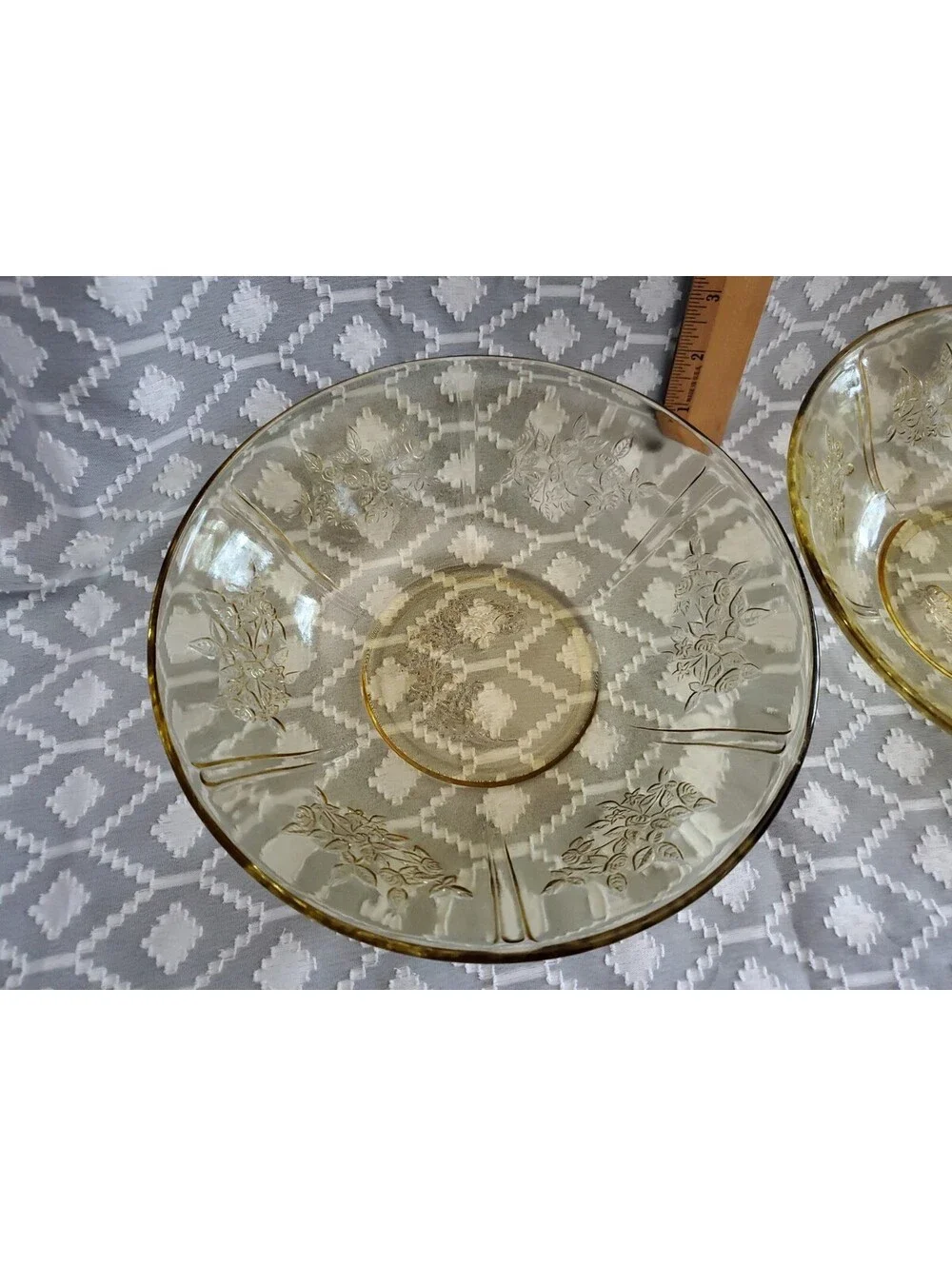 2 Yellow Federal Glass Sharon Cabbage Rose Glass Bowls ,$14 Each
